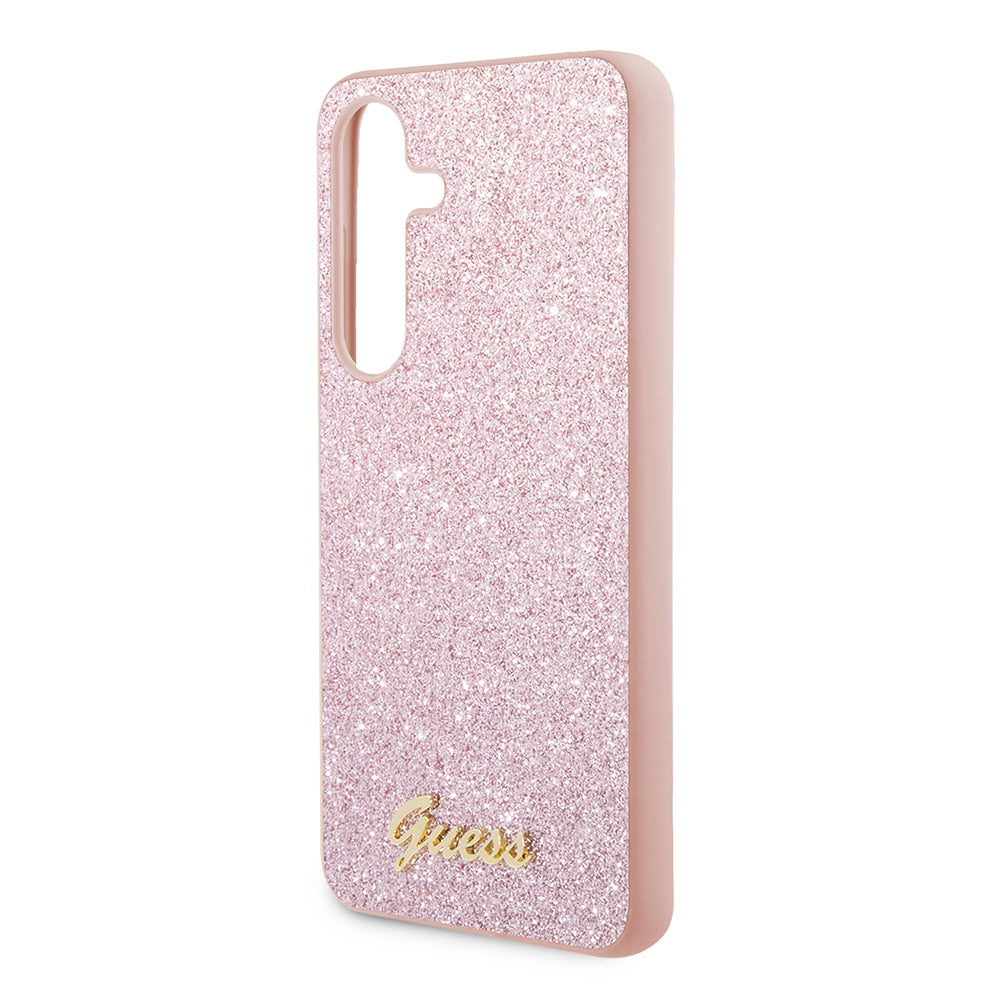 Étui pour Samsung Galaxy S24 S921, Guess, Glitter Script, Rose