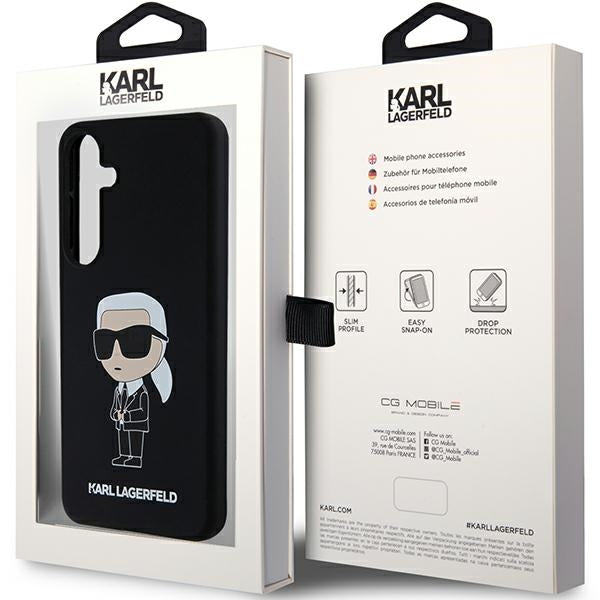 Étui pour Samsung Galaxy S24 S921, Karl Lagerfeld, Silicone Ikonik NFT, Noir