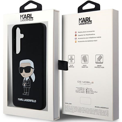 Étui pour Samsung Galaxy S24 S921, Karl Lagerfeld, Silicone Ikonik NFT, Noir