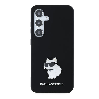 Étui pour Samsung Galaxy S24 S921, Karl Lagerfeld, Silicone Choupette, Noir