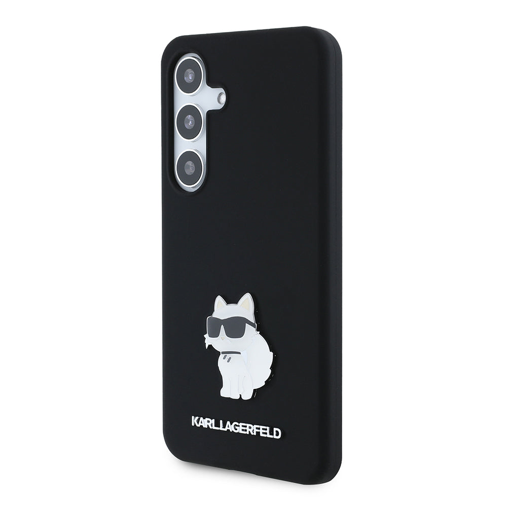 Étui pour Samsung Galaxy S24 S921, Karl Lagerfeld, Silicone Choupette, Noir