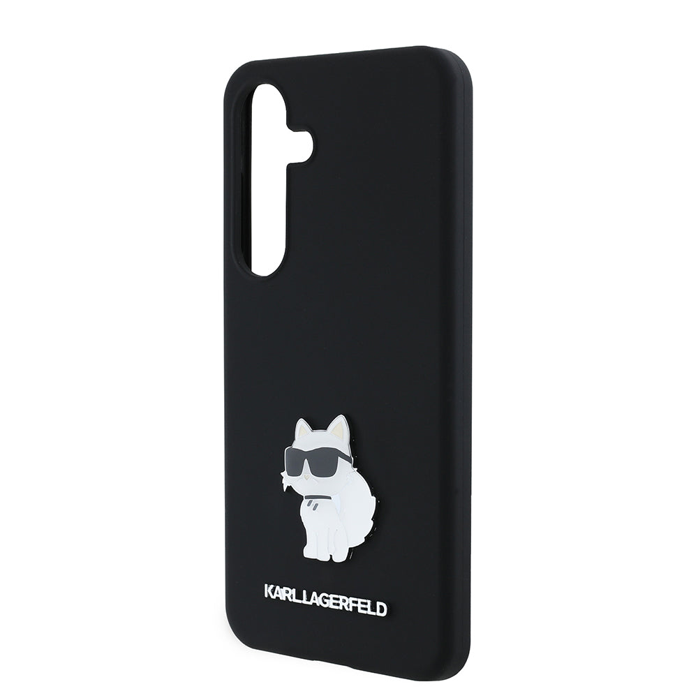 Étui pour Samsung Galaxy S24 S921, Karl Lagerfeld, Silicone Choupette, Noir