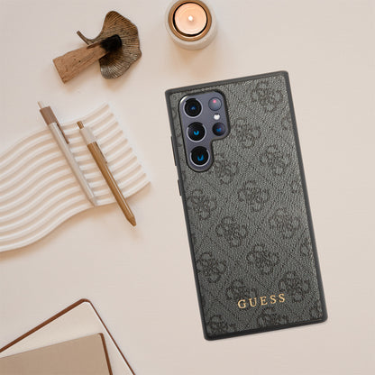 Étui pour Samsung Galaxy S24 Ultra S928, Guess, Logo Or Métal 4G, Marron