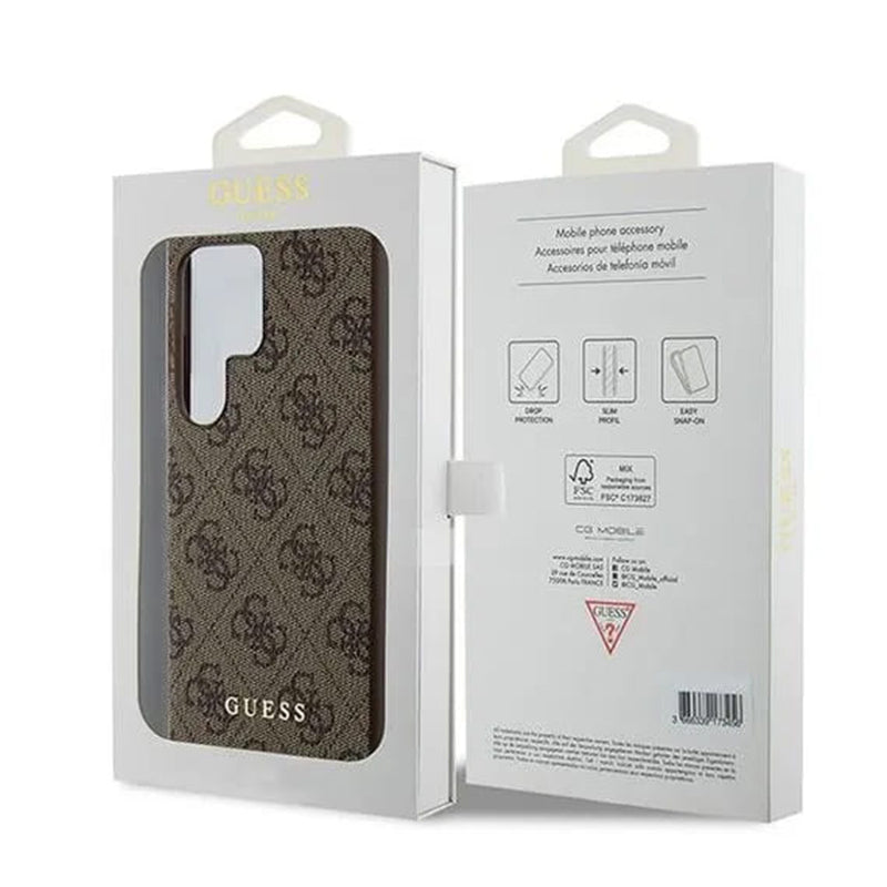 Étui pour Samsung Galaxy S24 Ultra S928, Guess, Logo Or Métal 4G, Marron
