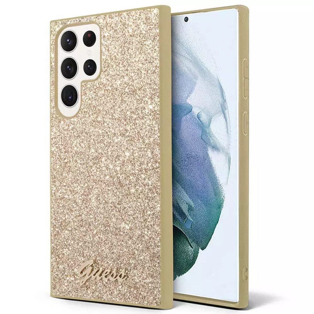 Étui pour Samsung Galaxy S24 Ultra S928, Guess, Glitter Script, Doré