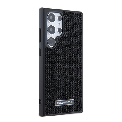 Housse pour Samsung Galaxy S24 Ultra S928, Karl Lagerfeld, Plaque Métallique Strass, Noire