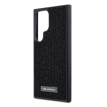 Housse pour Samsung Galaxy S24 Ultra S928, Karl Lagerfeld, Plaque Métallique Strass, Noire