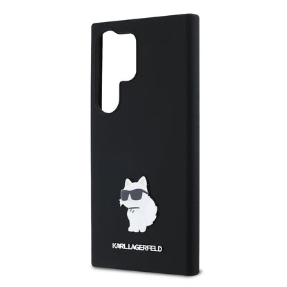 Case for Samsung Galaxy S24 Ultra S928, Karl Lagerfeld, Silicone Choupette Metal, Black