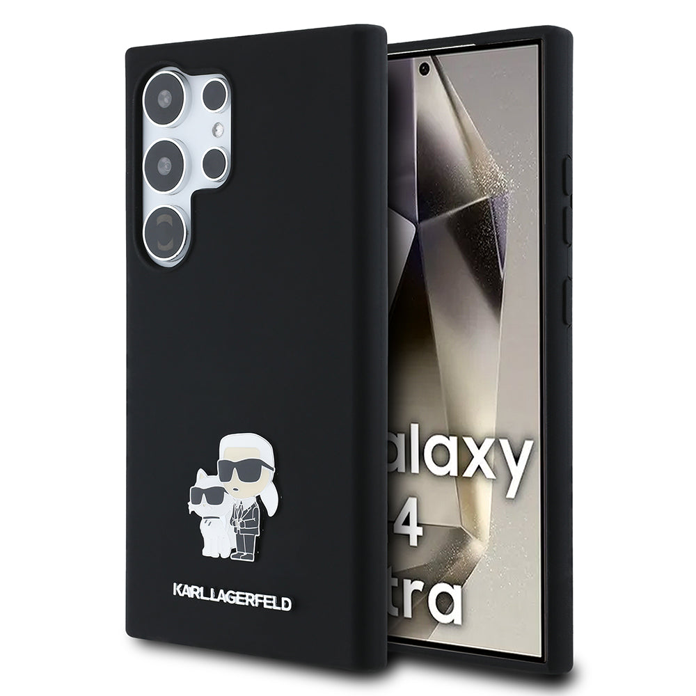 Housse pour Samsung Galaxy S24 Ultra S928, Karl Lagerfeld, Silicone Karl & Choupette, Noire