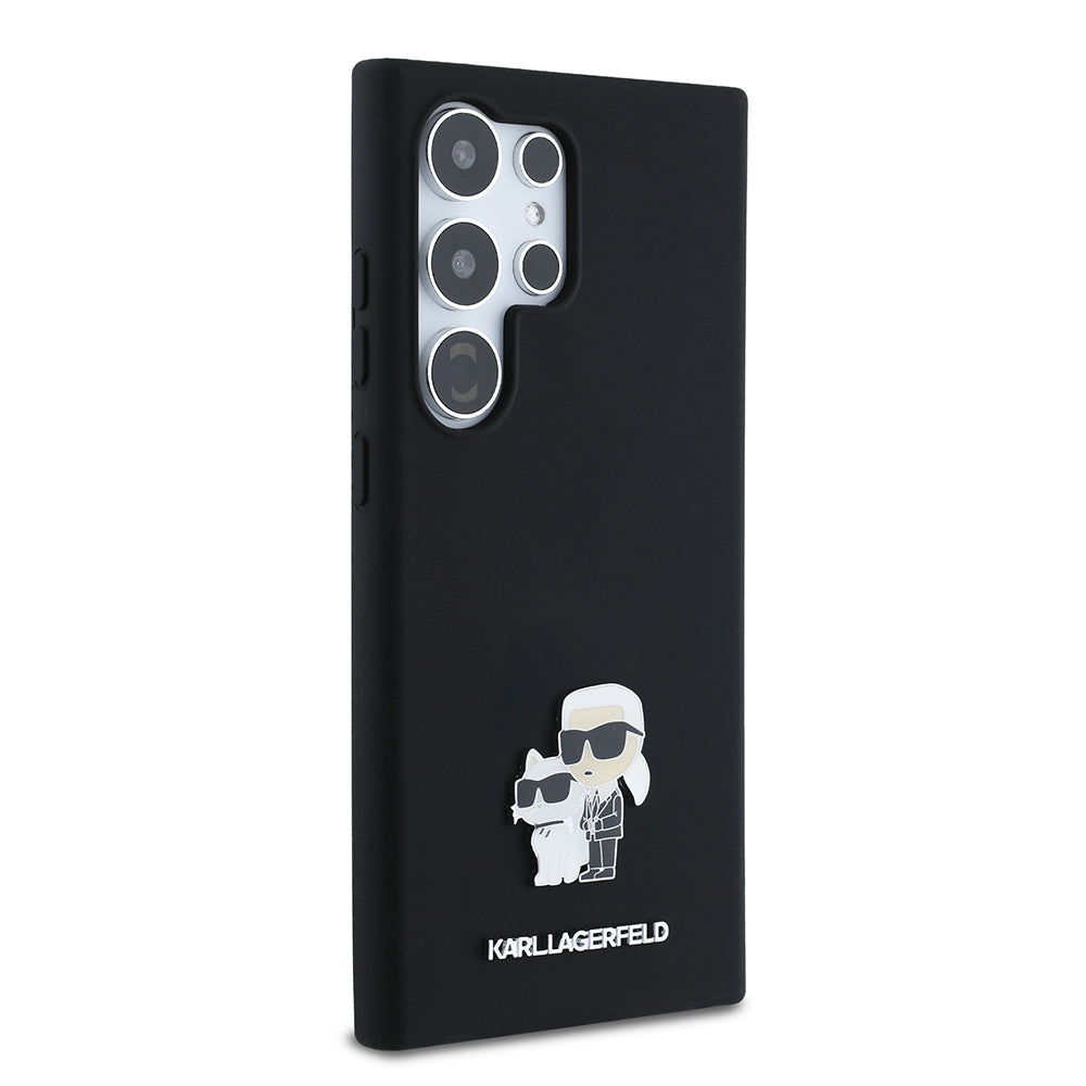 Housse pour Samsung Galaxy S24 Ultra S928, Karl Lagerfeld, Silicone Karl & Choupette, Noire