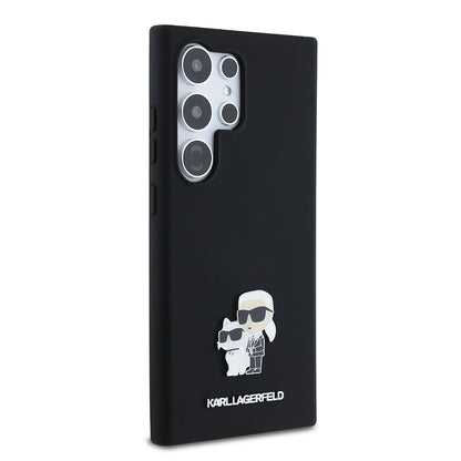 Housse pour Samsung Galaxy S24 Ultra S928, Karl Lagerfeld, Silicone Karl & Choupette, Noire