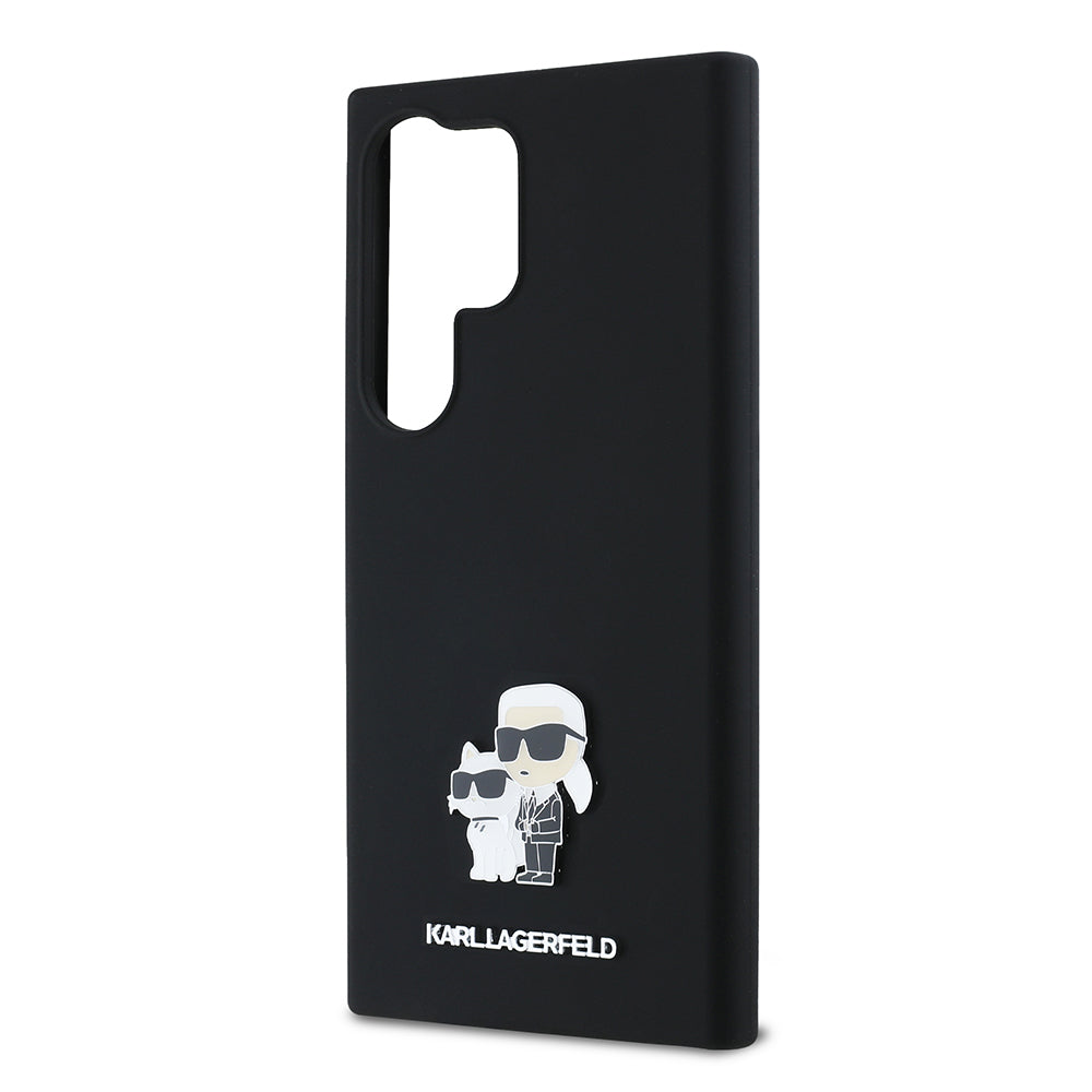 Housse pour Samsung Galaxy S24 Ultra S928, Karl Lagerfeld, Silicone Karl & Choupette, Noire