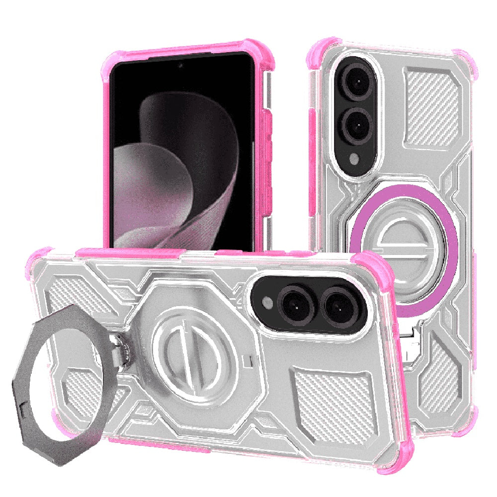 Coque pour Samsung Galaxy S25 Edge S937, Techsuit, Carbon Shield Pro, Rose