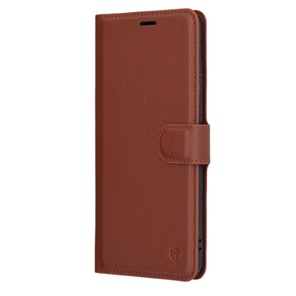 Coque pour Samsung Galaxy S25 Edge S937, Techsuit, Leather Folio, Marron