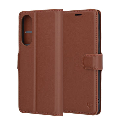 Coque pour Samsung Galaxy S25 Edge S937, Techsuit, Leather Folio, Marron
