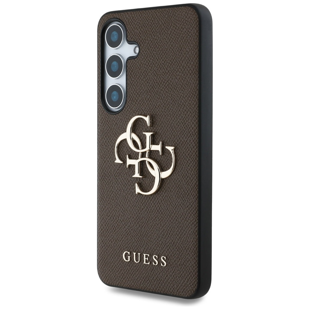 Étui pour Samsung Galaxy S25+ S936, Guess, 4G Grained Big and Classic Logo, Marron