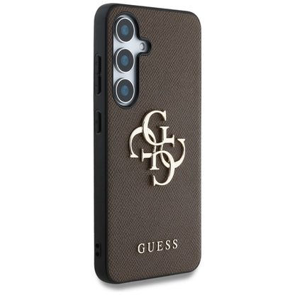 Étui pour Samsung Galaxy S25+ S936, Guess, 4G Grained Big and Classic Logo, Marron