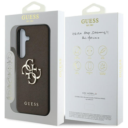 Étui pour Samsung Galaxy S25+ S936, Guess, 4G Grained Big and Classic Logo, Marron