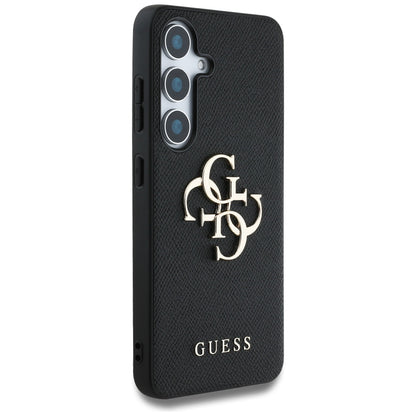 Étui pour Samsung Galaxy S25+ S936, Guess, 4G Grained Big and Classic Logo, Noir