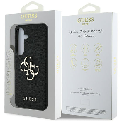Étui pour Samsung Galaxy S25+ S936, Guess, 4G Grained Big and Classic Logo, Noir