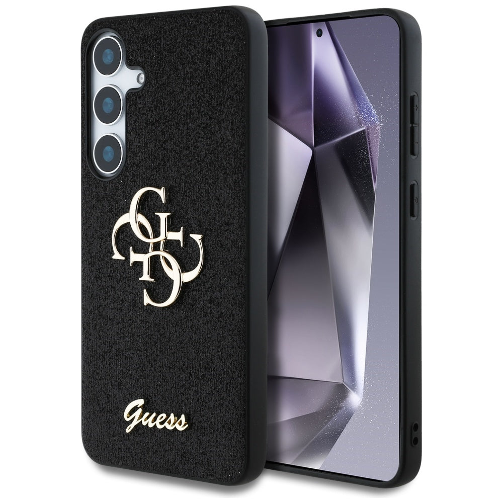 Étui pour Samsung Galaxy S25+ S936, Guess, Glitter Big 4G Script, Noir