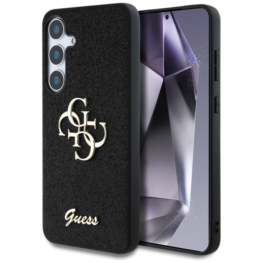 Étui pour Samsung Galaxy S25+ S936, Guess, Glitter Big 4G Script, Noir
