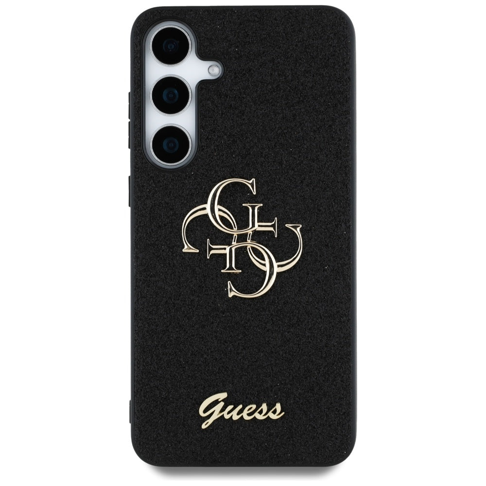 Étui pour Samsung Galaxy S25+ S936, Guess, Glitter Big 4G Script, Noir
