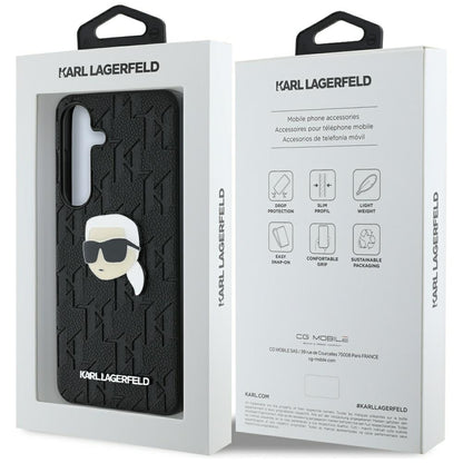 Étui pour Samsung Galaxy S25+ S936, Karl Lagerfeld, Monogram Karl's Head, Noir