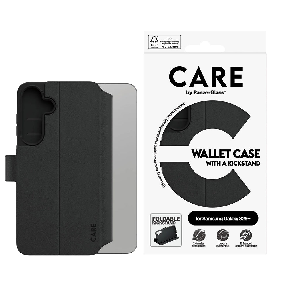 Étui pour Samsung Galaxy S25+ S936, PanzerGlass, avec fonction support et portefeuille, Noir