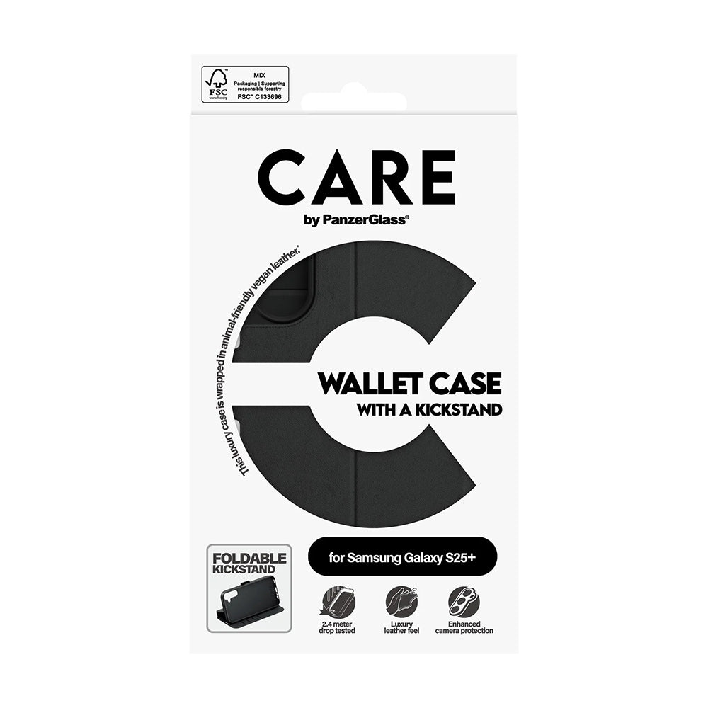 Étui pour Samsung Galaxy S25+ S936, PanzerGlass, avec fonction support et portefeuille, Noir