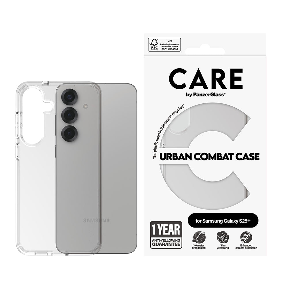 Étui pour Samsung Galaxy S25+ S936, PanzerGlass, Care Urban Combat, Transparent