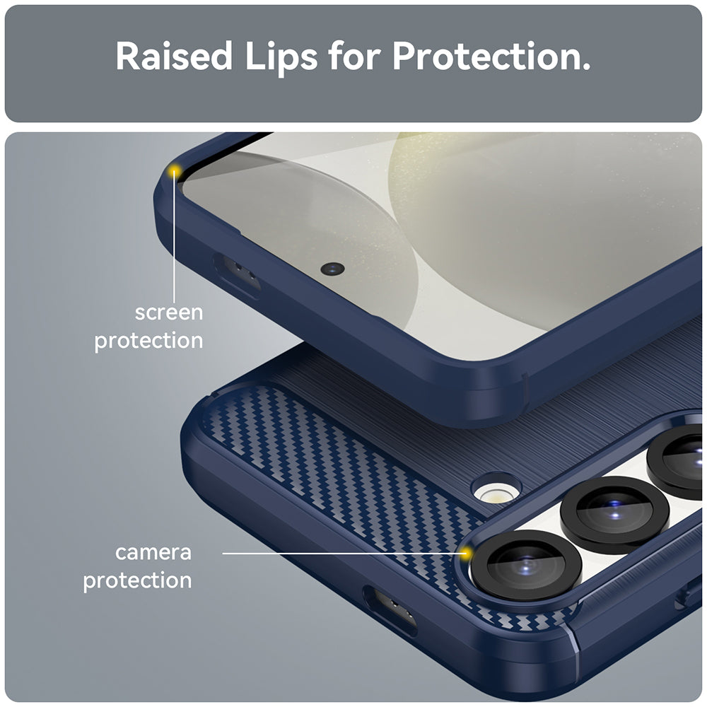 Coque pour Samsung Galaxy S25+ S936, Techsuit, Carbone, Bleue