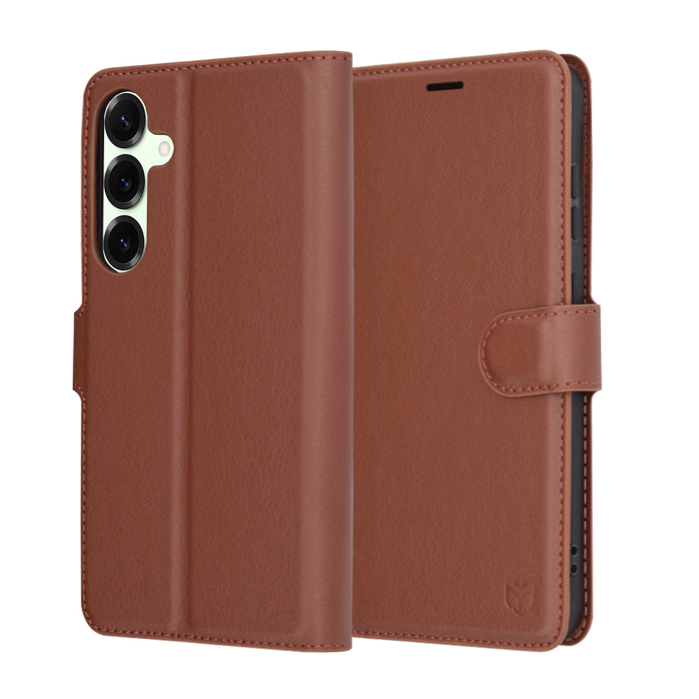 Coque pour Samsung Galaxy S25+ S936, Techsuit, Leather Folio, Marron