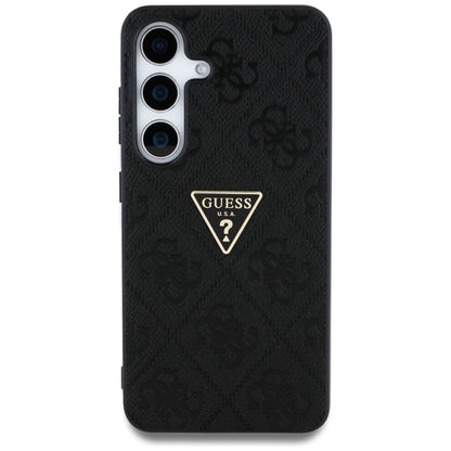 Étui pour Samsung Galaxy S25 S931, Guess, Grained Hot Stamp 4G Triangle, Noir