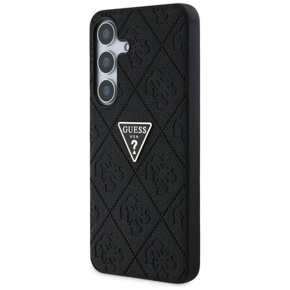 Étui pour Samsung Galaxy S25 S931, Guess, Grained Hot Stamp 4G Triangle, Noir