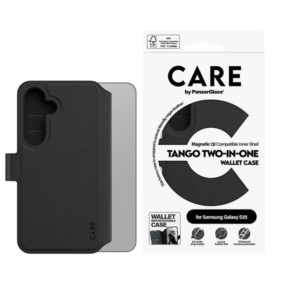 Étui pour Samsung Galaxy S25 S931, PanzerGlass, Fonction Care Tango Two-in-One, Noir