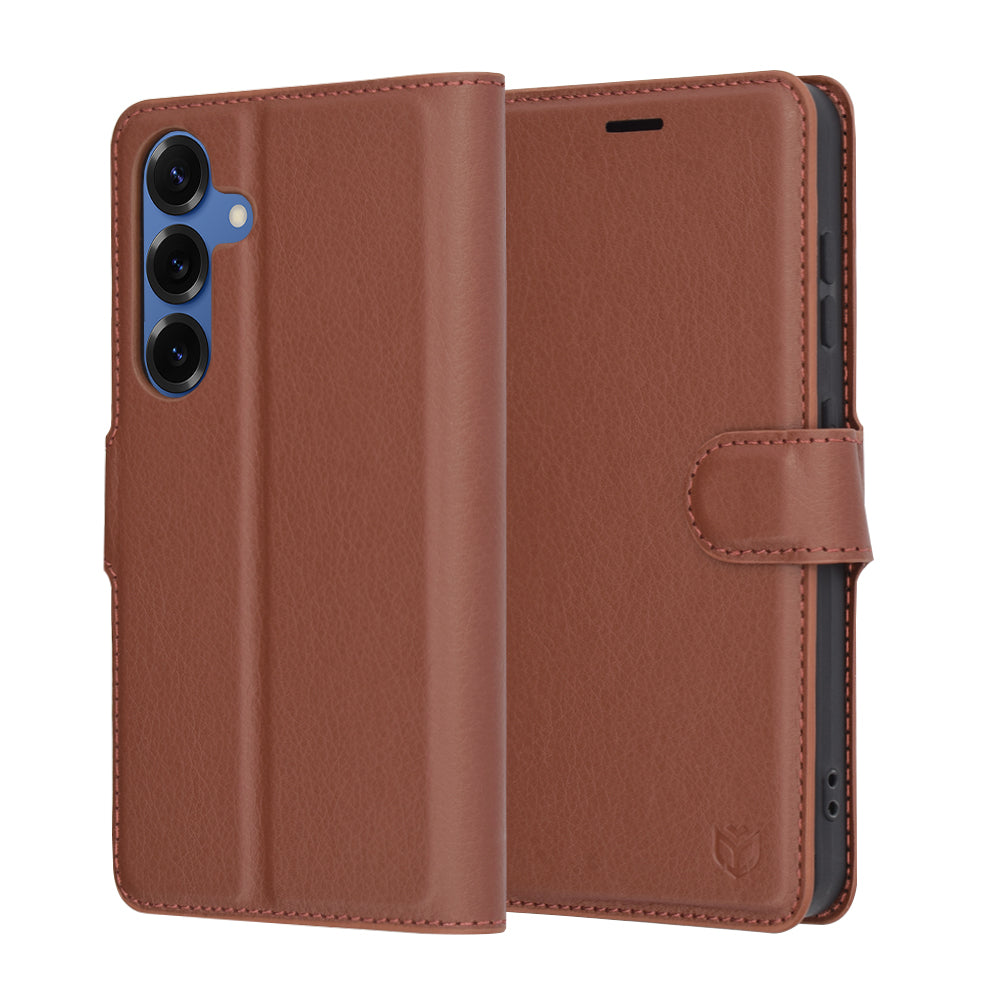 Coque pour Samsung Galaxy S25 S931, Techsuit, Leather Folio, Marron