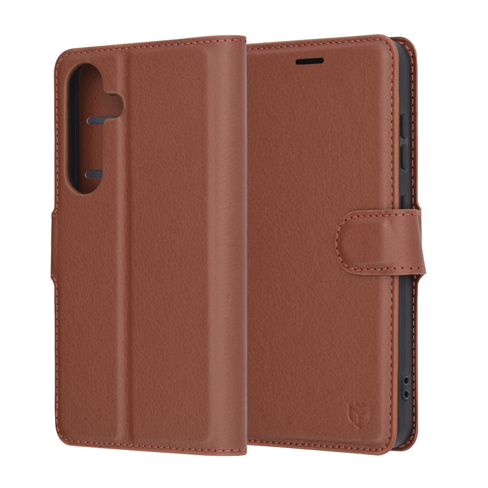 Coque pour Samsung Galaxy S25 S931, Techsuit, Leather Folio, Marron