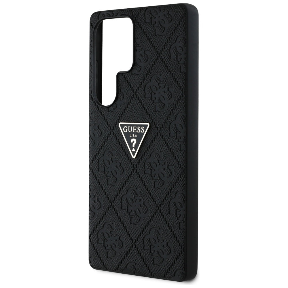 Housse pour Samsung Galaxy S25 Ultra S938, Guess, Grained Hot Stamp 4G Triangle, Noire
