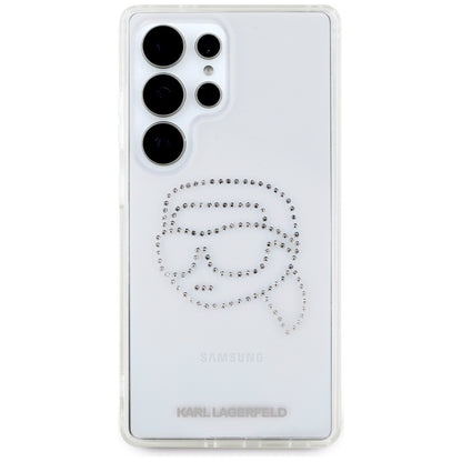 Étui pour Samsung Galaxy S25 Ultra S938, Karl Lagerfeld, IML Rhinestones Karl's Head, Transparent