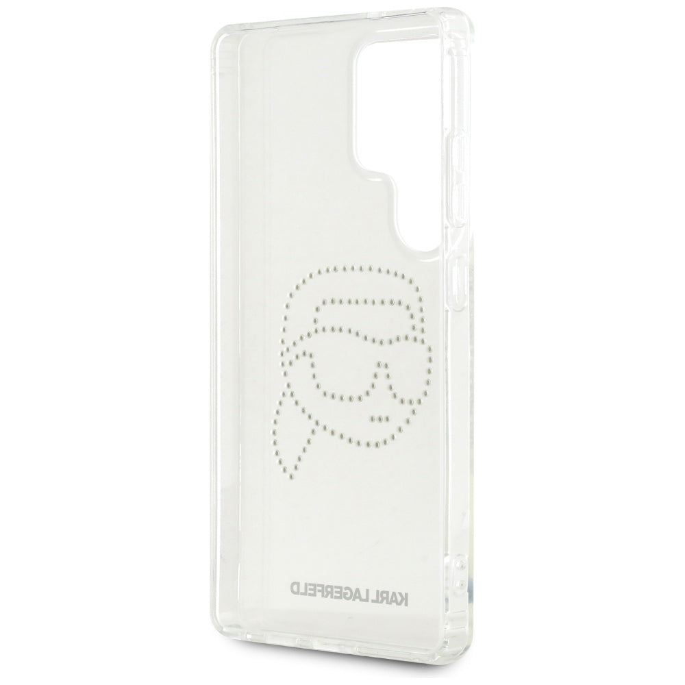 Étui pour Samsung Galaxy S25 Ultra S938, Karl Lagerfeld, IML Rhinestones Karl's Head, Transparent