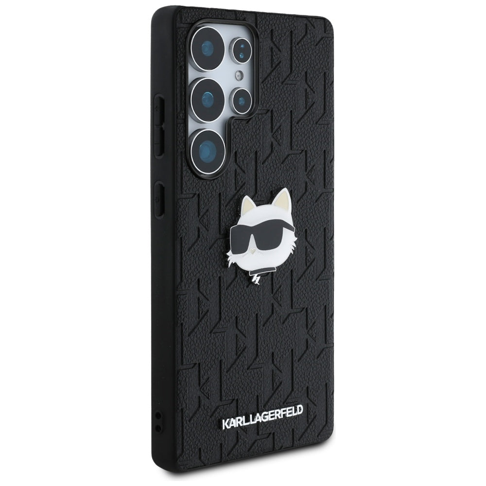 Étui pour Samsung Galaxy S25 Ultra S938, Karl Lagerfeld, Monogramme Tête de Choupette, Noir