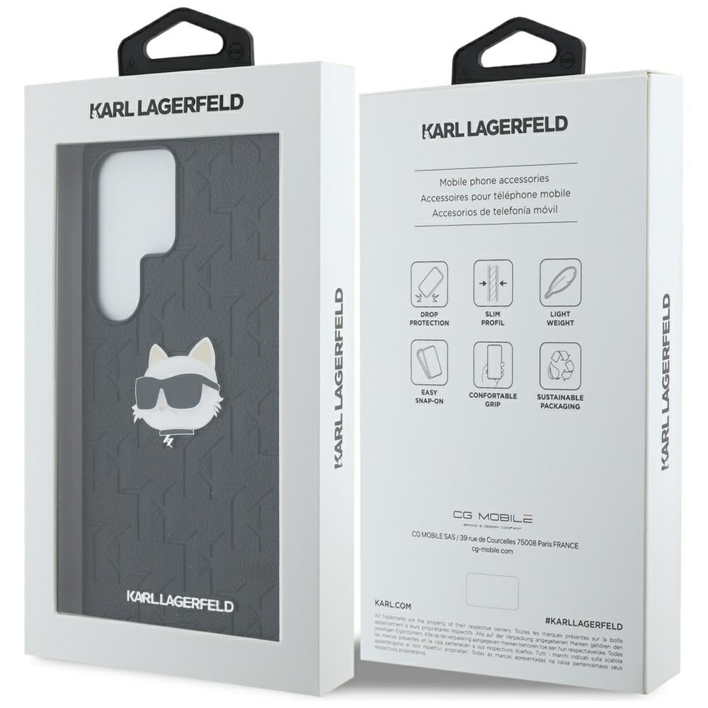 Étui pour Samsung Galaxy S25 Ultra S938, Karl Lagerfeld, Monogramme Tête de Choupette, Noir