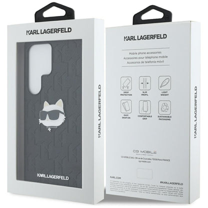 Étui pour Samsung Galaxy S25 Ultra S938, Karl Lagerfeld, Monogramme Tête de Choupette, Noir
