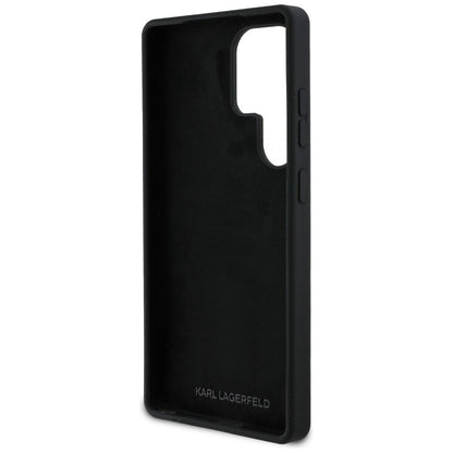 Étui pour Samsung Galaxy S25 Ultra S938, Karl Lagerfeld, Logo Métallique en Silicone, Noir