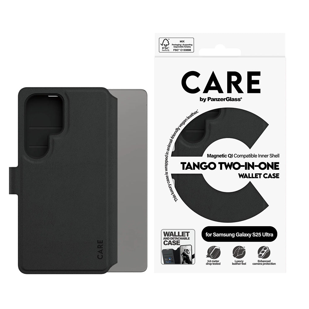 Étui pour Samsung Galaxy S25 Ultra S938, PanzerGlass, Fonction Care Tango Two-in-One, Noir