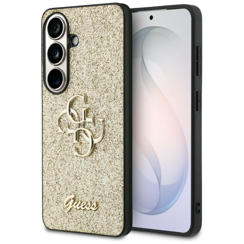 Étui pour Samsung Galaxy S26 S942, Guess, Fixed Glitter Big 4G Metal Frame, Doré