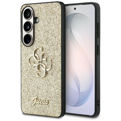 Étui pour Samsung Galaxy S26 S942, Guess, Fixed Glitter Big 4G Metal Frame, Doré