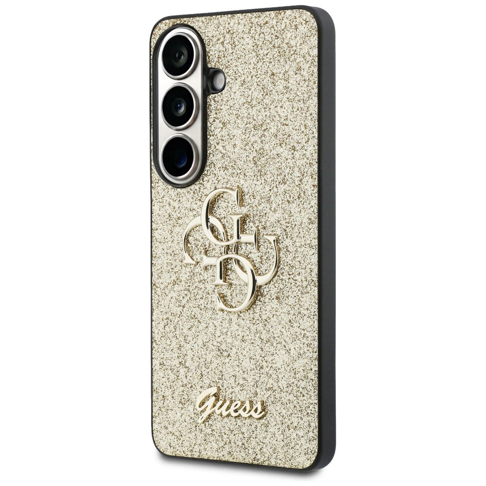 Étui pour Samsung Galaxy S26 S942, Guess, Fixed Glitter Big 4G Metal Frame, Doré