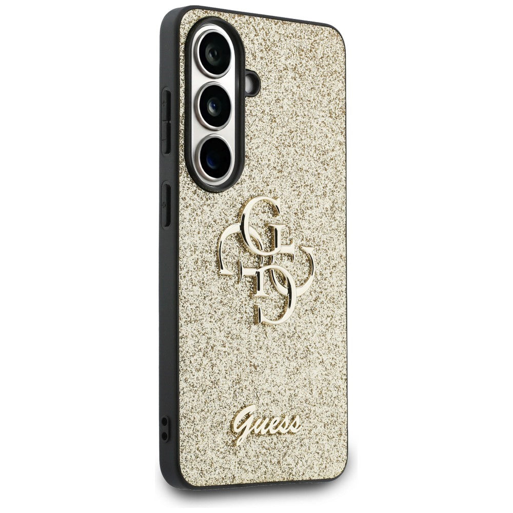 Étui pour Samsung Galaxy S26 S942, Guess, Fixed Glitter Big 4G Metal Frame, Doré